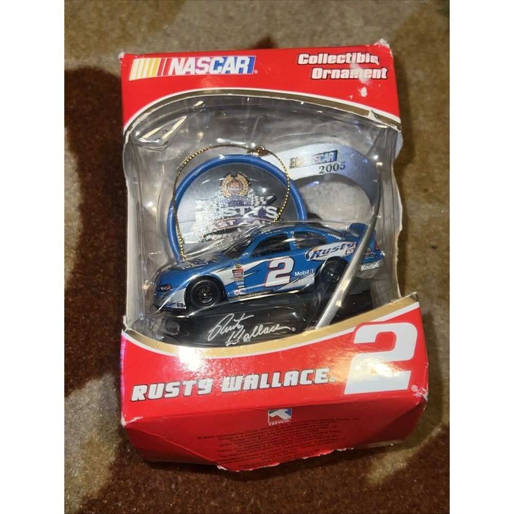 NASCAR TREVCO RUSTY WALLACE 2 CHRISTMAS CAR ORNAMENT COLLECTIBLE 2005 LAST CALL
